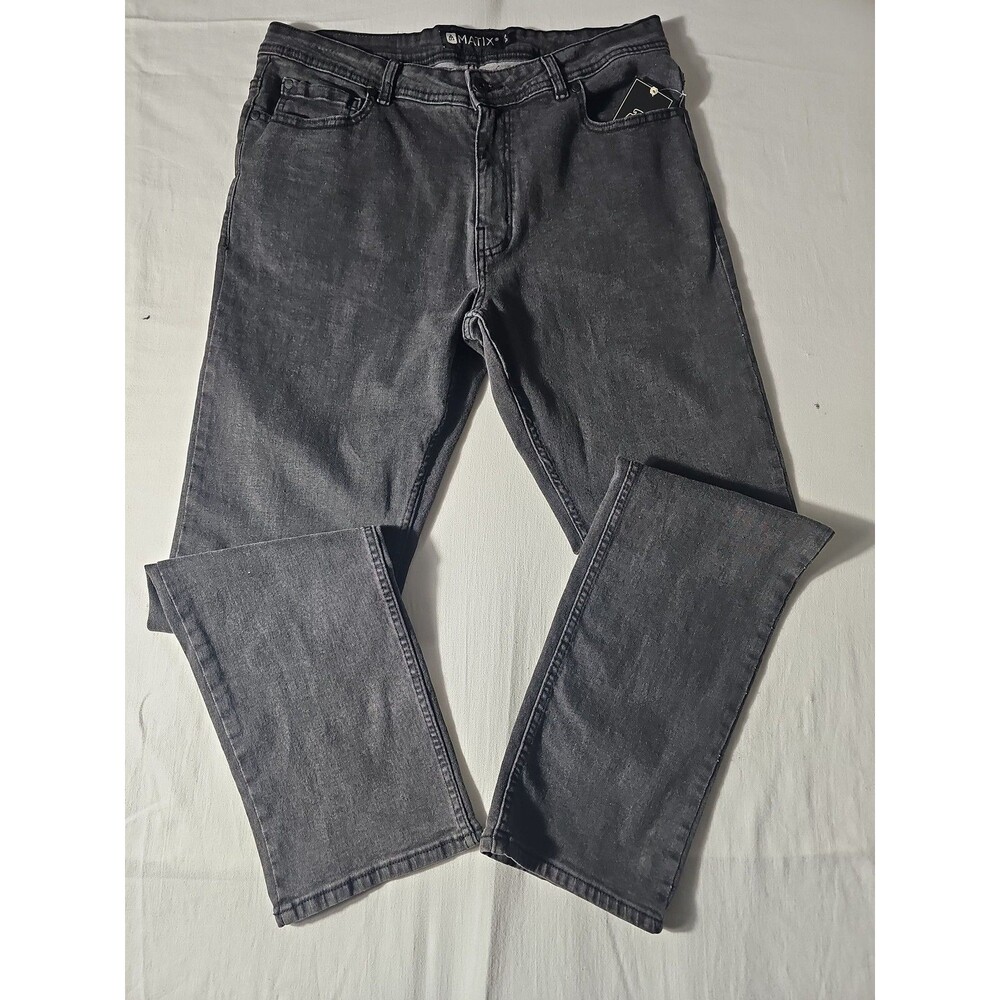 Matix Colten Straight Modern Fit Mens Jeans Black Washed Stretch Denim